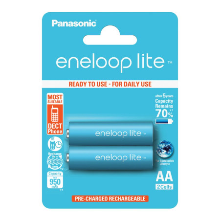 Pila ricaricabile eneloop lite aaa mini stilo 550mah 2pz [bk-4lcce/2be]