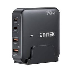 caricatore da tavolo unitek gan 70w 5000ma 2xusb-a 2xusb-c