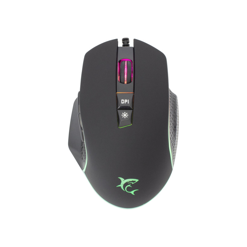 mouse white shark gareth ottico gaming led rgb usb ambidestro 6400dpi