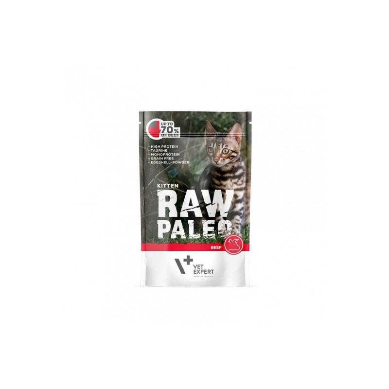 cibo umido vetexpert raw paleo monoproteico con manzo per gattini