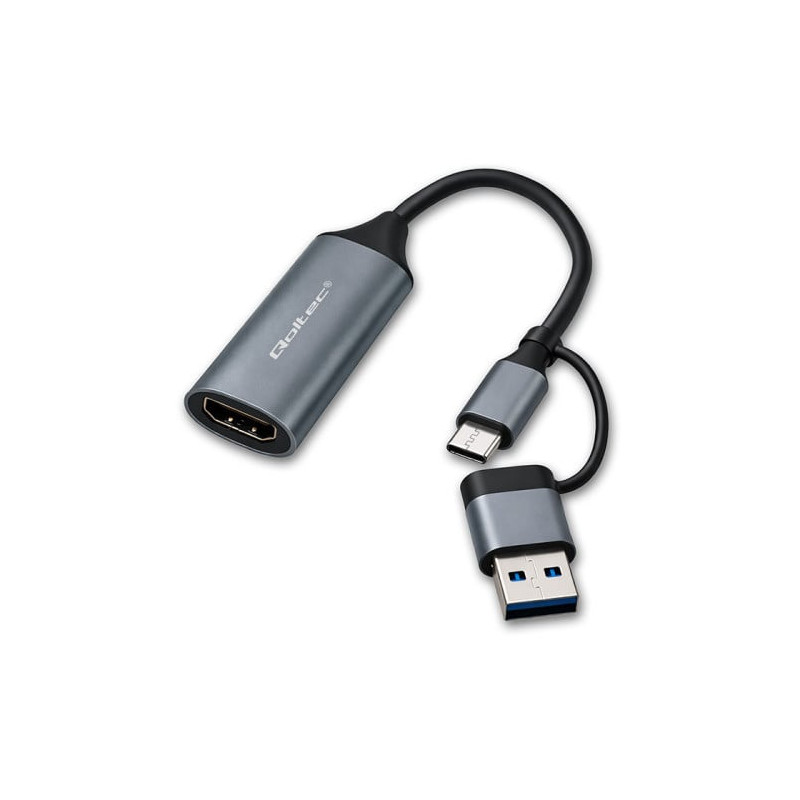 adattatore video qoltec usb-c usb-a hdmi 4k 30hz alluminio