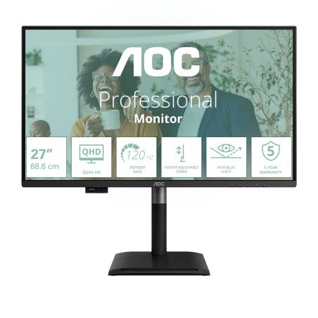 monitor led 27'' aoc q27p4cv ips qhd 2560x1440p 4ms classe