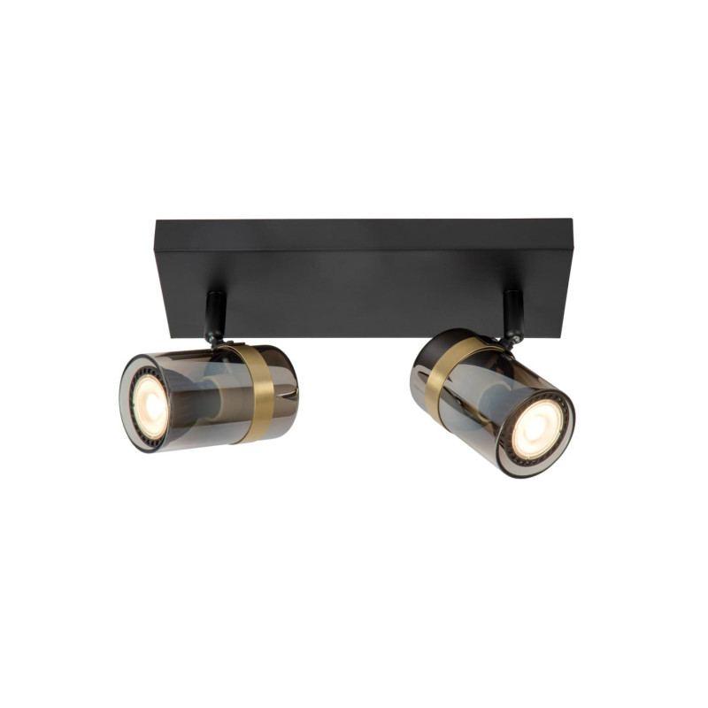 plafoniera a led lucide upton 2xgu10 40w ip20 vetro fumo/nero [57900/02/65]