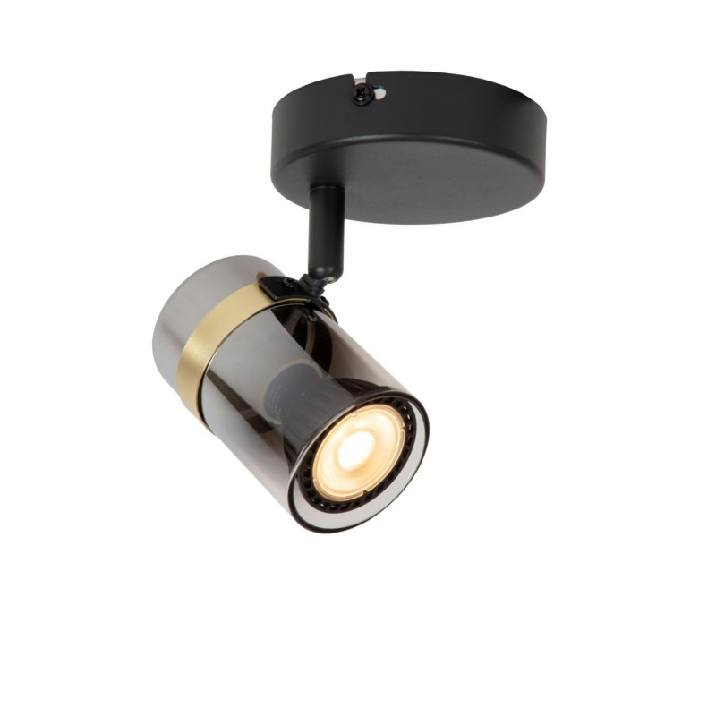 plafoniera a led lucide upton gu10 40w ip20 in vetro fumo/nero [57900/01/65]