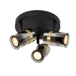 plafoniera a led lucide upton 3xgu10 ip20 40w 31cm vetro fumo/nero