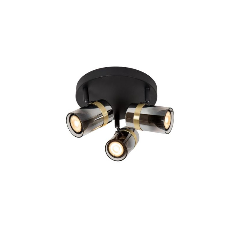 plafoniera a led lucide upton 3xgu10 ip20 40w 31cm vetro fumo/nero