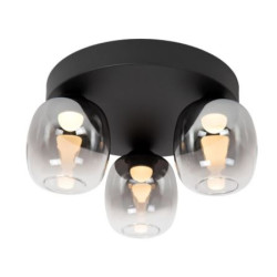 plafoniera a led lucide tamino 3x5.6w 3000k 500lm metallo nero/fumo