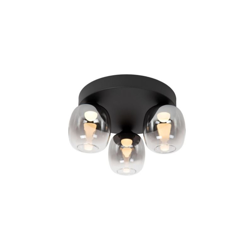 plafoniera a led lucide tamino 3x5.6w 3000k 500lm metallo nero/fumo