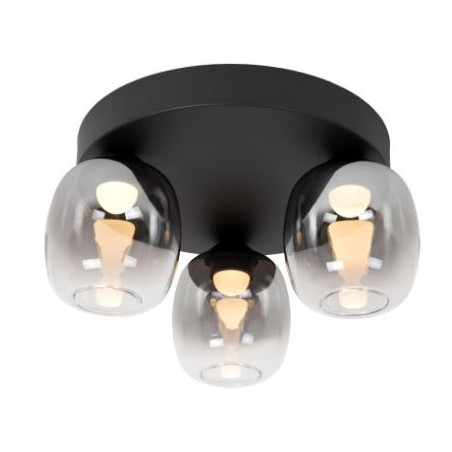 plafoniera a led lucide tamino 3x5.6w 3000k 500lm metallo nero/fumo
