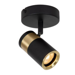 plafoniera orientabile a led lucide gorik gu10 ip20 nero opaco/ottone