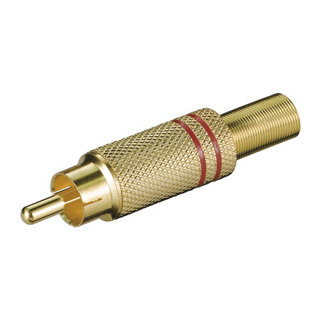 Connettore audio rca maschio dorato, rosso