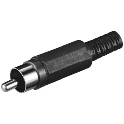Connettore audio rca maschio in plastica, nero