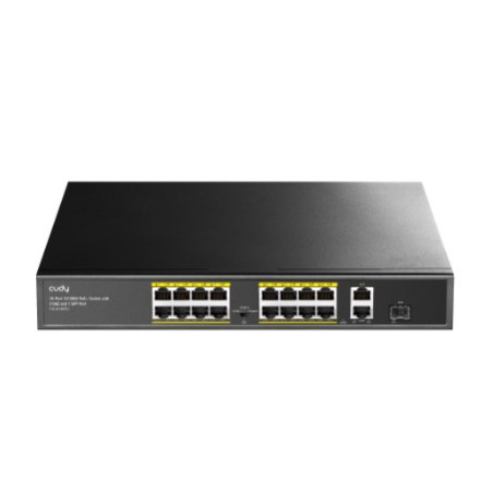 switch cudy fs1018ps1 16xfe poe 10/100m/1xsfp 200w nero [nucudsw16000002]