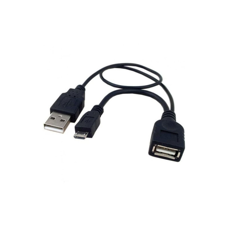 Cavo usb a f 2.0 otg micro usb m con alimentazione usb, 30cm nero