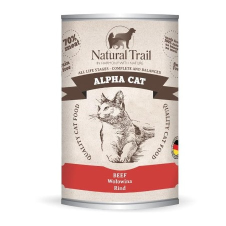 cibo umido per gatti natural trail alpha con manzo 400g