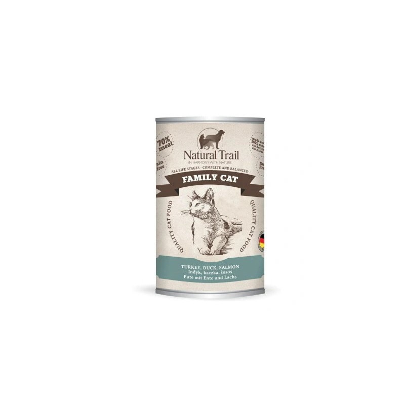 cibo umido per gatti natural trail tacchino/anatra/salmone 400g
