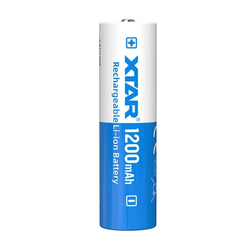 batteria xtar 14500-120pcm aa/r6 3.7v li-ion 1200mah [14500-1200]