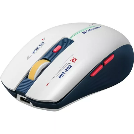 mouse defender dila mm-282 gaming wireless ottico 1800dpi bianco/blu