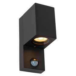 lampada da parete lucide zaro con sensore ir gu10 ip65 nera [69802/01/30]