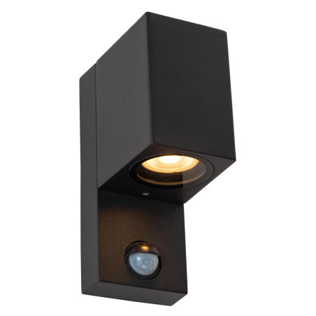 lampada da parete lucide zaro con sensore ir gu10 ip65 nera [69802/01/30]