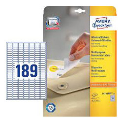 etichette avery laser bianche rimovibili l4731rev-25 fogli (189