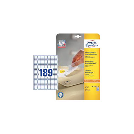 etichette avery laser bianche rimovibili l4731rev-25 fogli (189