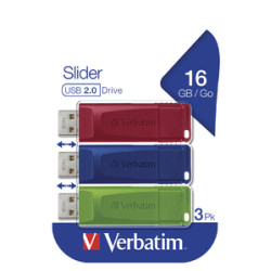 pen drive 16gb verbatim slider usb 2.0 (pacchetto da 3) [49326]