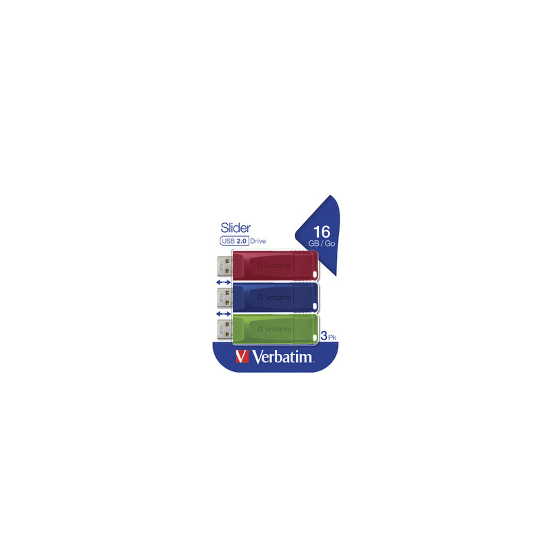 pen drive 16gb verbatim slider usb 2.0 (pacchetto da 3) [49326]