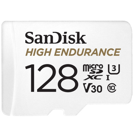 128gb scheda microsdhc sandisk ad alta resistenza con adattatore