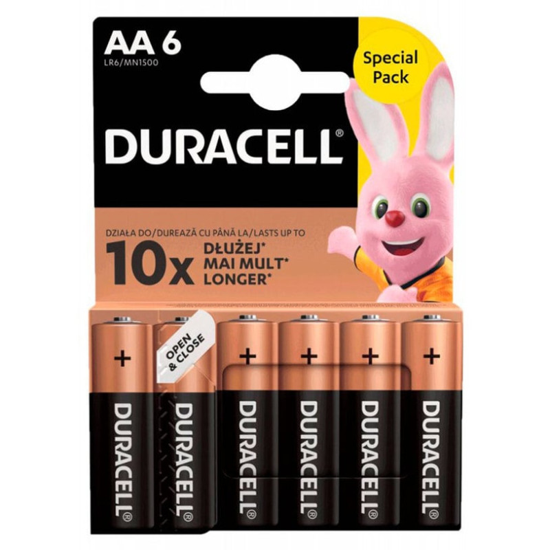 pila alcalina duracell basic aa/lr6 blister 6pz [azdurub6baa0001]