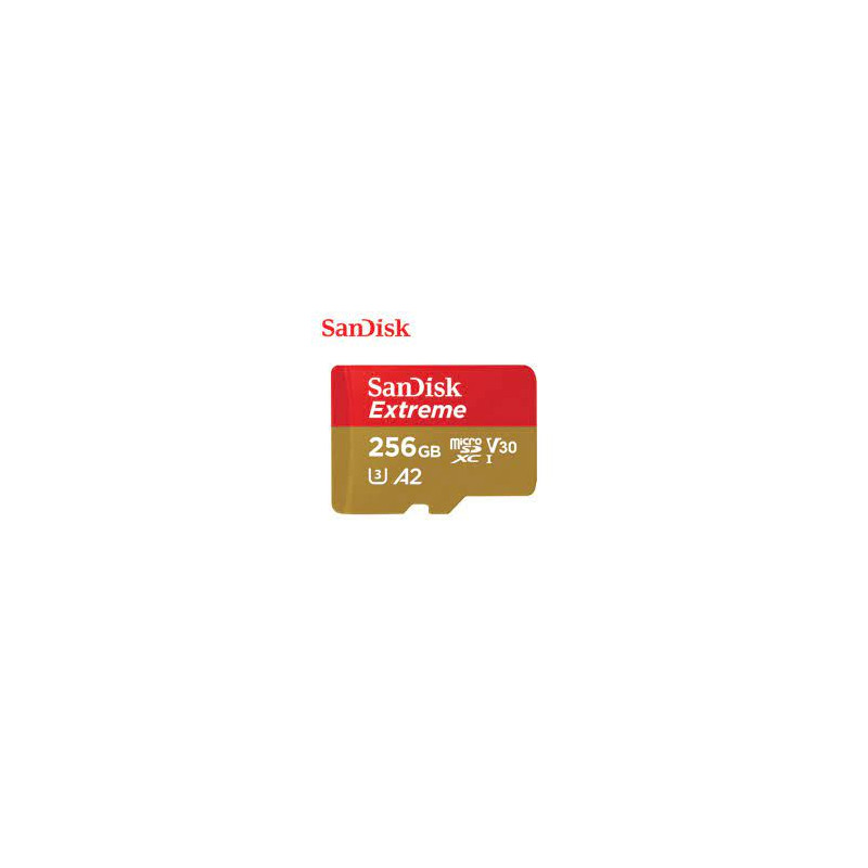 256gb scheda microsdxc sandisk extreme 190/130 mb/s a2 v30 u3 classe