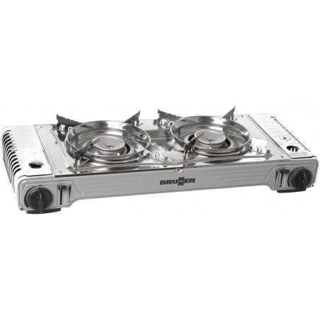 fornello a gas brunner devil double grill con piastra grill grigio