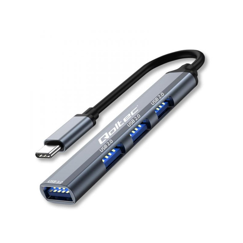 hub qoltec usb-c 3.1 4w1 usb 3.0 3 porte usb 2.0 grafite [nuqolus4p053792]