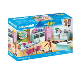playmobil cucina my life con zona pranzo multicolore 105pz [71608]