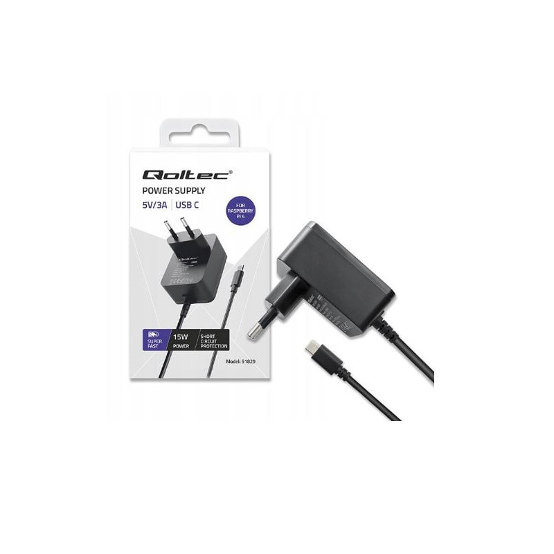 alimentatore qoltec super fast pd per raspberry pi 4 nero [azqolul00051829]