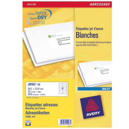 Etichette avery inkjet bianche j8162-25fogli (16 etichette/foglio