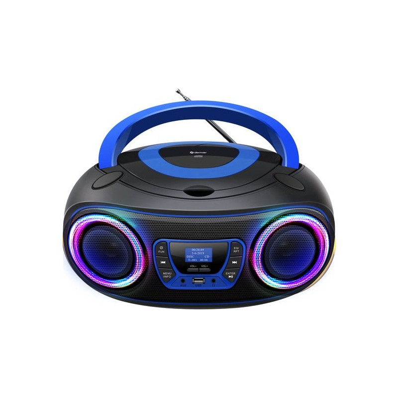 radio cd denver tdb-212bu boombox a led dab+/fm/bluetooth/aux/usb