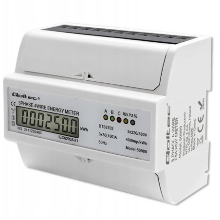 contatore elettronico qoltec bidirezionale trifase su guida din 400v