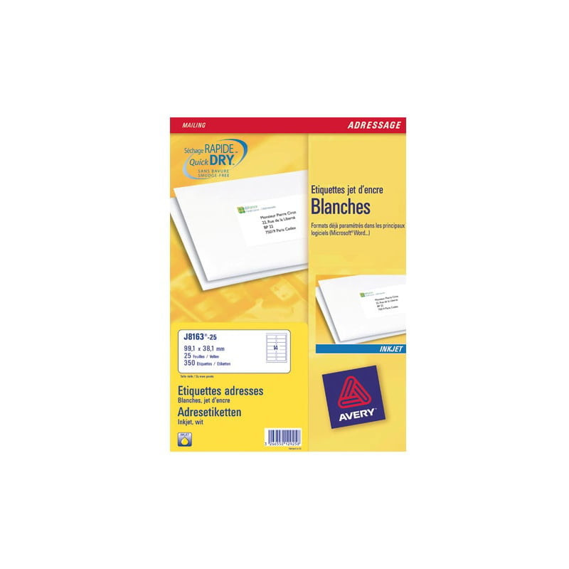 Etichette avery inkjet bianche j8163-25fogli (14 etichette/foglio