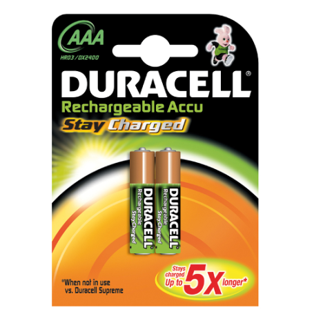 pila ricaricabile duracell 2 pz. staycharged aaa mini stilo 800mah
