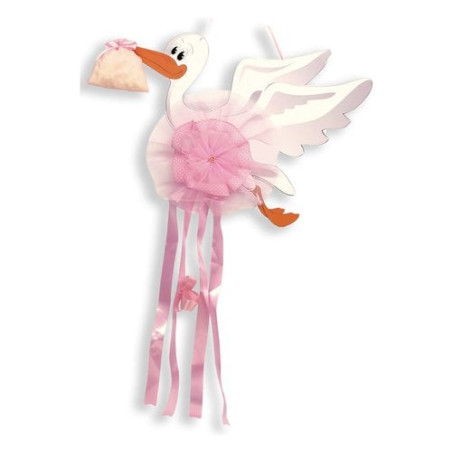 fiocco cicogna baby idea grande rosa