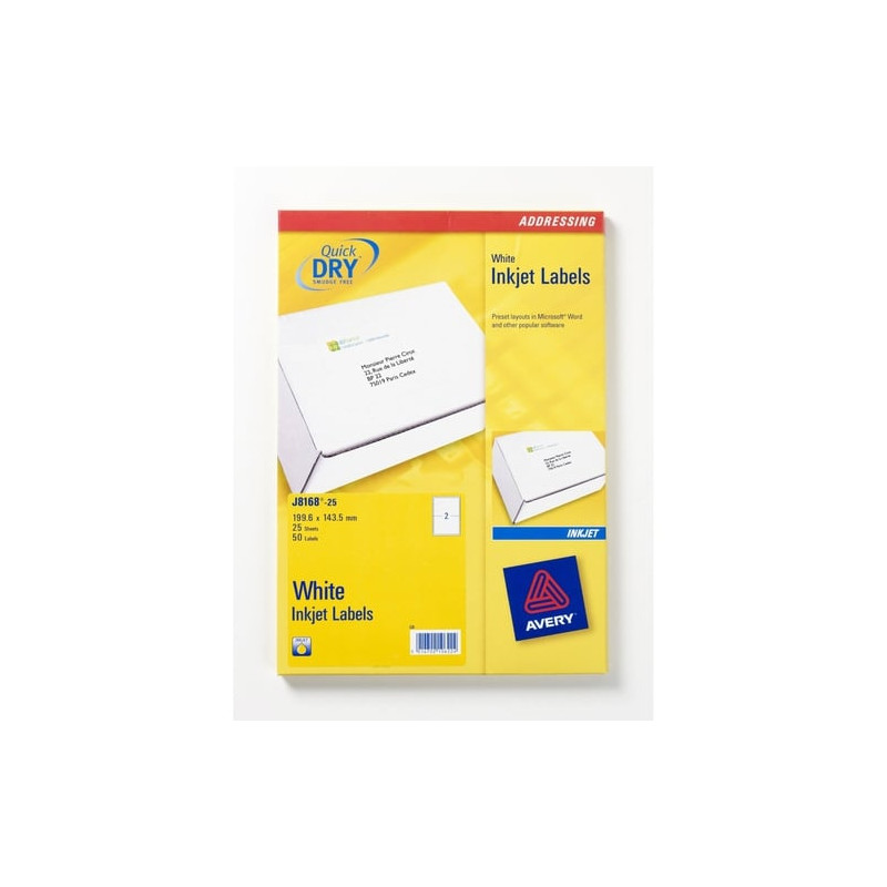 Etichette avery inkjet bianche j8168-25fogli (2 etichette/foglio