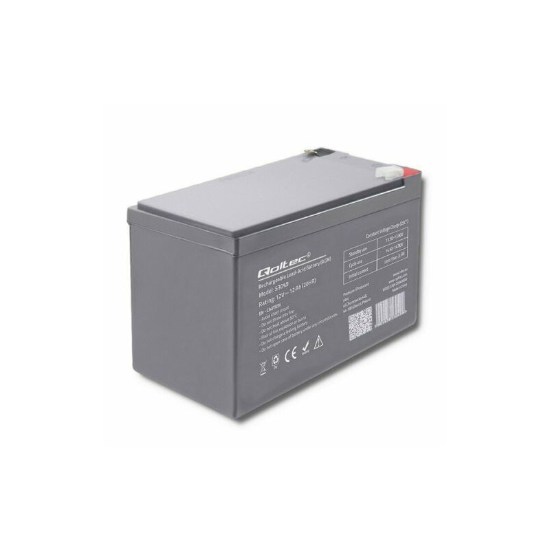 batteria qoltec 53049 agm - 12v - 12ah [53049]