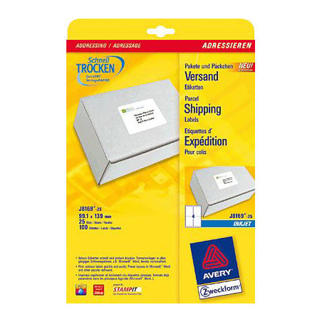 Etichette avery inkjet bianche j8169-25fogli (4 etichette/foglio