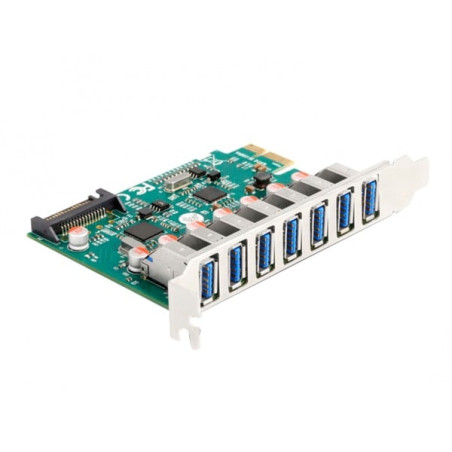 scheda pci express delock 7x usb 3.2 sata a 15 pin verde/grigio [90104]