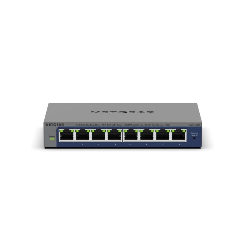 switch netgear gs108e 8porte gigabit ethernet 10/100/1000 grigio