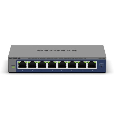 switch netgear gs108e 8porte gigabit ethernet 10/100/1000 grigio