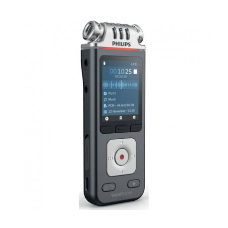 registratore audio philips 3mic stereo 24-bit/96khz 8gb antracite/argento