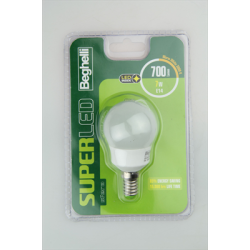 lampadina led beghelli superled 56892bl sfera 7w 3000k 700lm e14