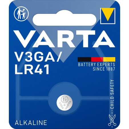 batteria a bottone varta alcalina v3ga lr41 1.5v acciaio inox [var]